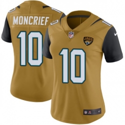 Women Nike Donte Moncrief Jacksonville Jaguars Limited Gold Color Rush Vapor Untouchable Jersey