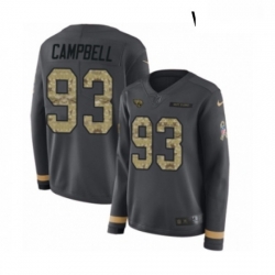 Womens Nike Jacksonville Jaguars 93 Calais Campbell Limited Black Salute to Service Therma Long Sleeve NFL Jersey