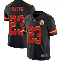 Chiefs 23 Armani Watts Black Men Stitched Football Limited Rush Jersey