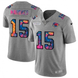 Kansas City Chiefs 15 Patrick Mahomes Men Nike Multi Color 2020 NFL Crucial Catch NFL Jersey Greyheather