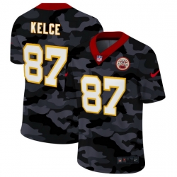 Kansas City Chiefs 87 Travis Kelce Men Nike 2020 Black CAMO Vapor Untouchable Limited Stitched NFL Jersey