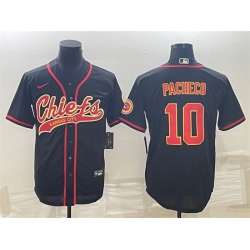 Men Kansas City Chiefs 10 Isiah Pacheco Black With Patch Cool Base Stitched Baseball Jerseys