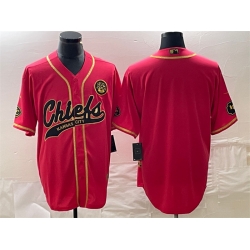 Men Kansas City Chiefs Blank Red Gold Cool Base Stitched Baseball Jersey