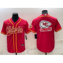 Men Kansas City Chiefs Red Team Big Logo With Patch Cool Base Stitched Baseball Jersey