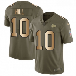 Men Nike Kansas City Chiefs 10 Tyreek Hill Limited OliveGold 2017 Salute to Service NFL Jersey