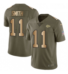 Men Nike Kansas City Chiefs 11 Alex Smith Limited OliveGold 2017 Salute to Service NFL Jersey