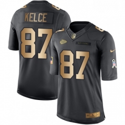 Men Nike Kansas City Chiefs 87 Travis Kelce Limited BlackGold Salute to Service NFL Jersey