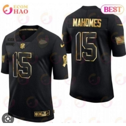 Men’s Kansas City Chiefs #15 Patrick Mahomes Black Salute to service Stitched Jersey