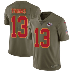 Nike Chiefs #13 De Anthony Thomas Olive Mens Stitched NFL Limited 2017 Salute to Service Jersey