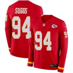 Nike Chiefs 94 Terrell Suggs Red Team Color Men Stitched NFL Limited Therma Long Sleeve Jersey