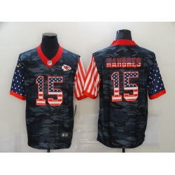 Nike Kansas City Chiefs 15 Patrick Mahomes Black Camo USA Flag Limited Jersey