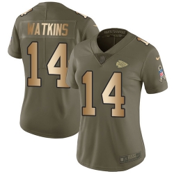 Nike Chiefs #14 Sammy Watkins Olive Gold Womens Stitched NFL Limited 2017 Salute to Service Jersey