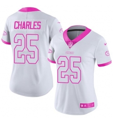 Nike Chiefs #25 Jamaal Charles White Pink Womens Stitched NFL Limited Rush Fashion Jersey