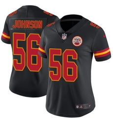 Nike Chiefs #56 Derrick Johnson Black Womens Stitched NFL Limited Rush Jersey