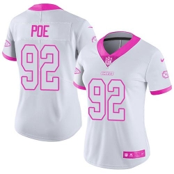 Nike Chiefs #92 Dontari Poe White Pink Womens Stitched NFL Limited Rush Fashion Jersey