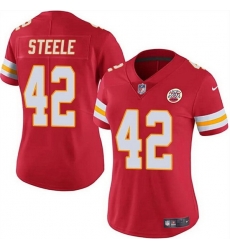 Women Kansas City Chiefs 42 Carson Steele Red Vapor Untouchable Limited Stitched Jersey