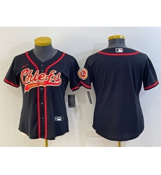 Women Kansas City Chiefs Blank Black With Patch Cool Base Stitched Baseball Jersey