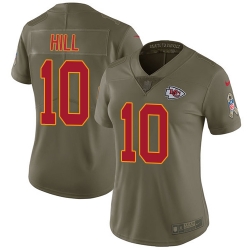 Womens Nike Chiefs #10 Tyreek Hill Olive  Stitched NFL Limited 2017 Salute to Service Jersey