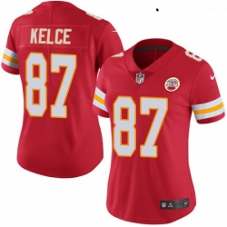 Womens Nike Kansas City Chiefs 87 Travis Kelce Red Team Color Vapor Untouchable Limited Player NFL Jersey