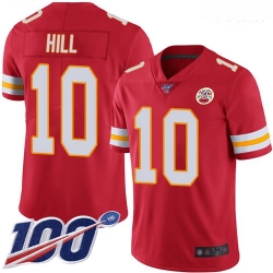 Chiefs #10 Tyreek Hill Red Team Color Youth Stitched Football 100th Season Vapor Limited Jersey