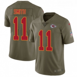 Youth Nike Kansas City Chiefs 11 Alex Smith Limited Olive 2017 Salute to Service NFL Jersey