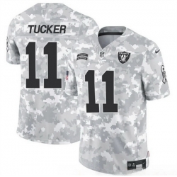 Men Las Vegas Raiders 11 Tre Tucker 2024 F U S E Arctic Camo Salute To Service Limited Stitched Football Jersey