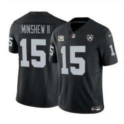 Men Las Vegas Raiders 15 Gardner Minshew II Black 2024 F U S E 65th Anniversary Patch Vapor Stitched Football Jersey