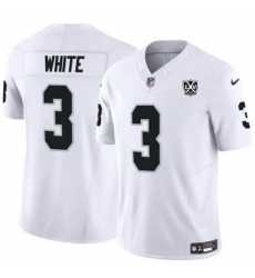 Men Las Vegas Raiders 3 Zamir White White 2024 F U S E 65th Anniversary Patch Vapor Stitched Football Jersey