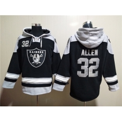 Men Las Vegas Raiders 32 Marcus Allen Black Ageless Must Have Lace Up Pullover Hoodie