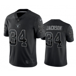 Men Las Vegas Raiders 34 Bo Jackson Black Reflective Limited Stitched Football Jersey