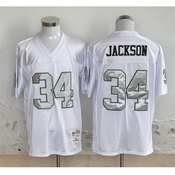 Men Las Vegas Raiders 34 Bo Jackson White Throwback Stitched Football Jersey