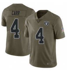 Men Las Vegas Raiders 4 Derek Carr 2017 Green Salute To Service Limited Jersey