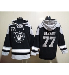 Men Las Vegas Raiders 77 Lyle Alzado Black Ageless Must Have Lace Up Pullover Hoodie