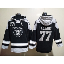 Men Las Vegas Raiders 77 Lyle Alzado Black Ageless Must Have Lace Up Pullover Hoodie