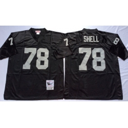 Men Las Vegas Raiders 78 Art Shell Black M&N Throwback Jersey