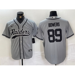 Men Las Vegas Raiders 89 Brock Bowers Grey Cool Base Stitched Baseball Jersey