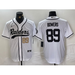 Men Las Vegas Raiders 89 Brock Bowers White Cool Base Stitched Baseball Jersey 1