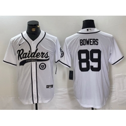 Men Las Vegas Raiders 89 Brock Bowers White Cool Base Stitched Baseball Jersey 3