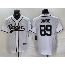 Men Las Vegas Raiders 89 Brock Bowers White Cool Base Stitched Baseball Jersey