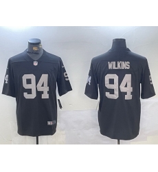 Men Las Vegas Raiders 94 Christian Wilkins Black 65th Anniversary Patch Vapor Stitched Football Jersey 3