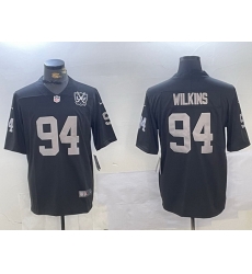 Men Las Vegas Raiders 94 Christian Wilkins Black 65th Anniversary Patch Vapor Stitched Football Jersey