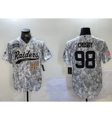 Men Las Vegas Raiders 98 Maxx Crosby 2024 Arctic Camo Salute To Service Stitched Baseball Jersey 1