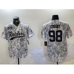 Men Las Vegas Raiders 98 Maxx Crosby 2024 Arctic Camo Salute To Service Stitched Baseball Jersey 3