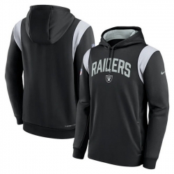 Men Las Vegas Raiders Black Sideline Stack Performance Pullover Hoodie 001