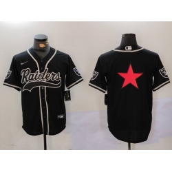 Men Las Vegas Raiders Black Team Big Logo With Patch Cool Base Stitched Baseball Jersey 3