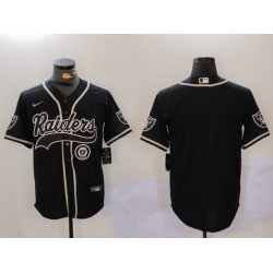 Men Las Vegas Raiders Black Team Blank Patch Cool Base Stitched Baseball Jersey 001