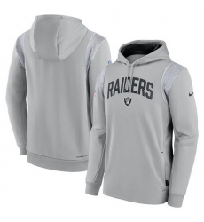 Men Las Vegas Raiders Grey Sideline Stack Performance Pullover Hoodie 001