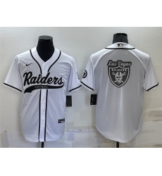 Men Las Vegas Raiders White Team Big Logo With Patch Cool Base Stitched Baseb