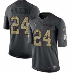 Mens Nike Oakland Raiders 24 Charles Woodson Limited Black 2016 Salute to Service NFL Jersey