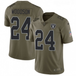 Mens Nike Oakland Raiders 24 Charles Woodson Limited Olive 2017 Salute to Service NFL Jersey